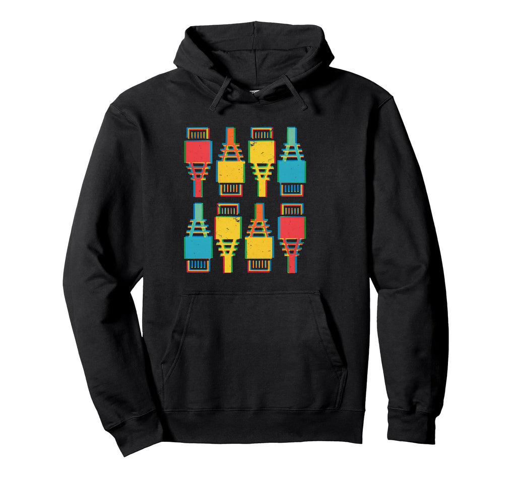 Glitch Rj 45 Ethernet Connectors Vaporwave Hoodie - Minimalist Print Unisex - T-Shirt, Sweatshirt, Hoodie