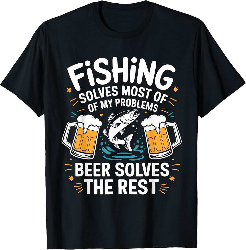 Fun Fishing Solves Most Of My Problems, Beer Lover - Adult & Kids T-Shirts, Sweatshirts & Hoodies apparel design preview 1
