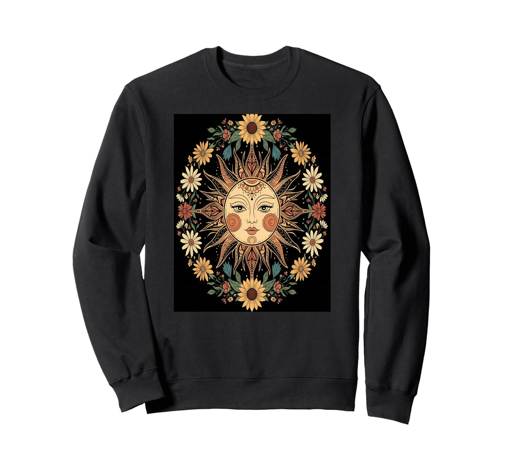 Sun And Flowers Boho Theme Sweatshirt - Streetwear Style for Adults - T-Shirt, Sweatshirt, Hoodie