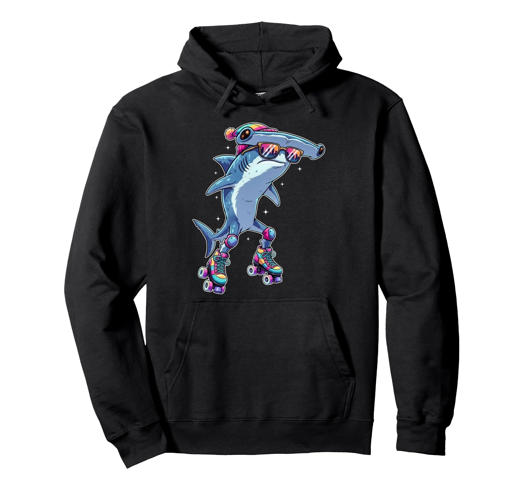 Funny Hammerhead Shark Roller Skates Skater Hoodie - Novelty Apparel Unisex - T-Shirt, Sweatshirt, Hoodie