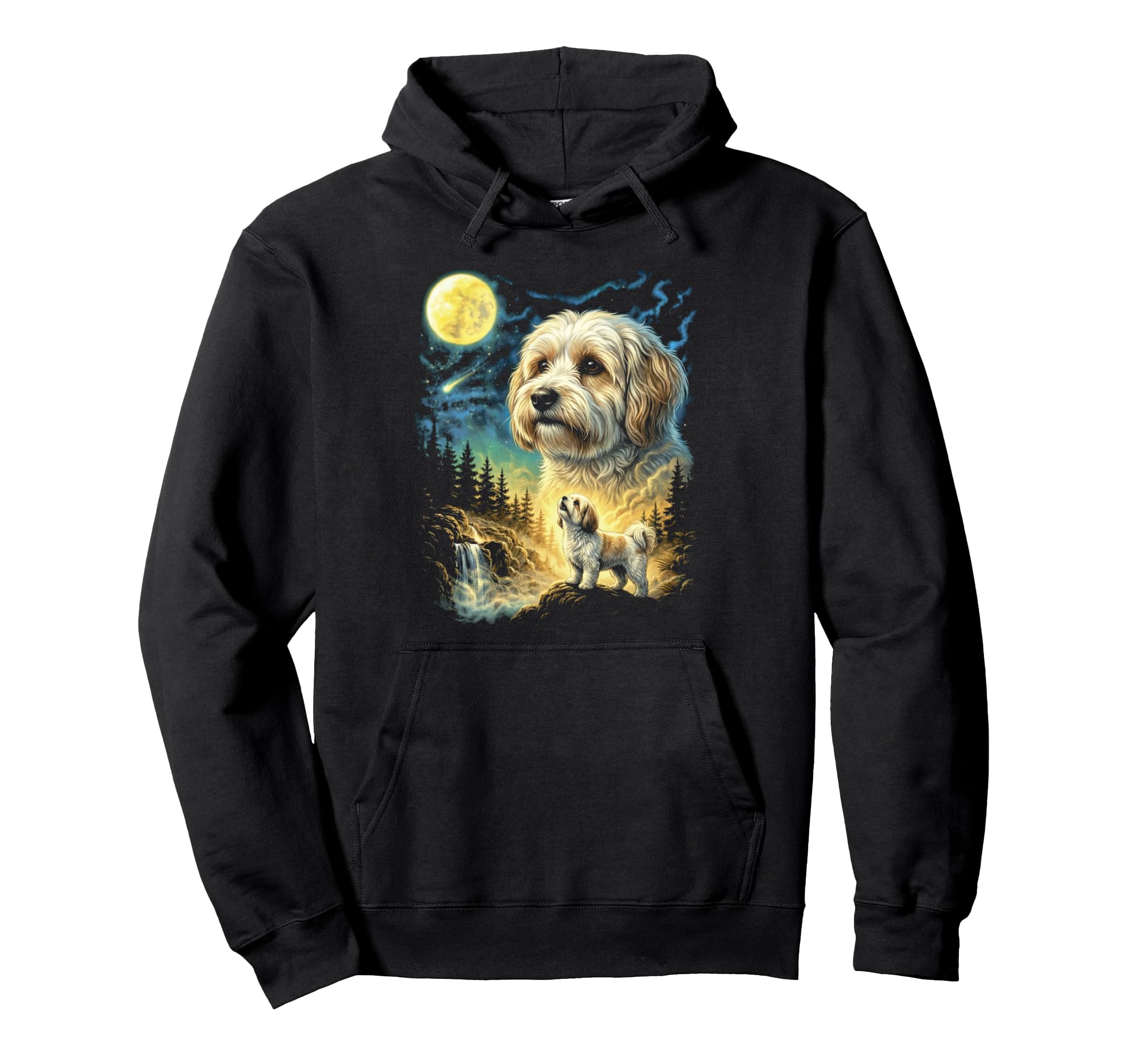 Havanese Howling To Moon Meme Funny Hoodie - Fun Novelty Design for Adults - T-Shirt, Sweatshirt, Hoodie