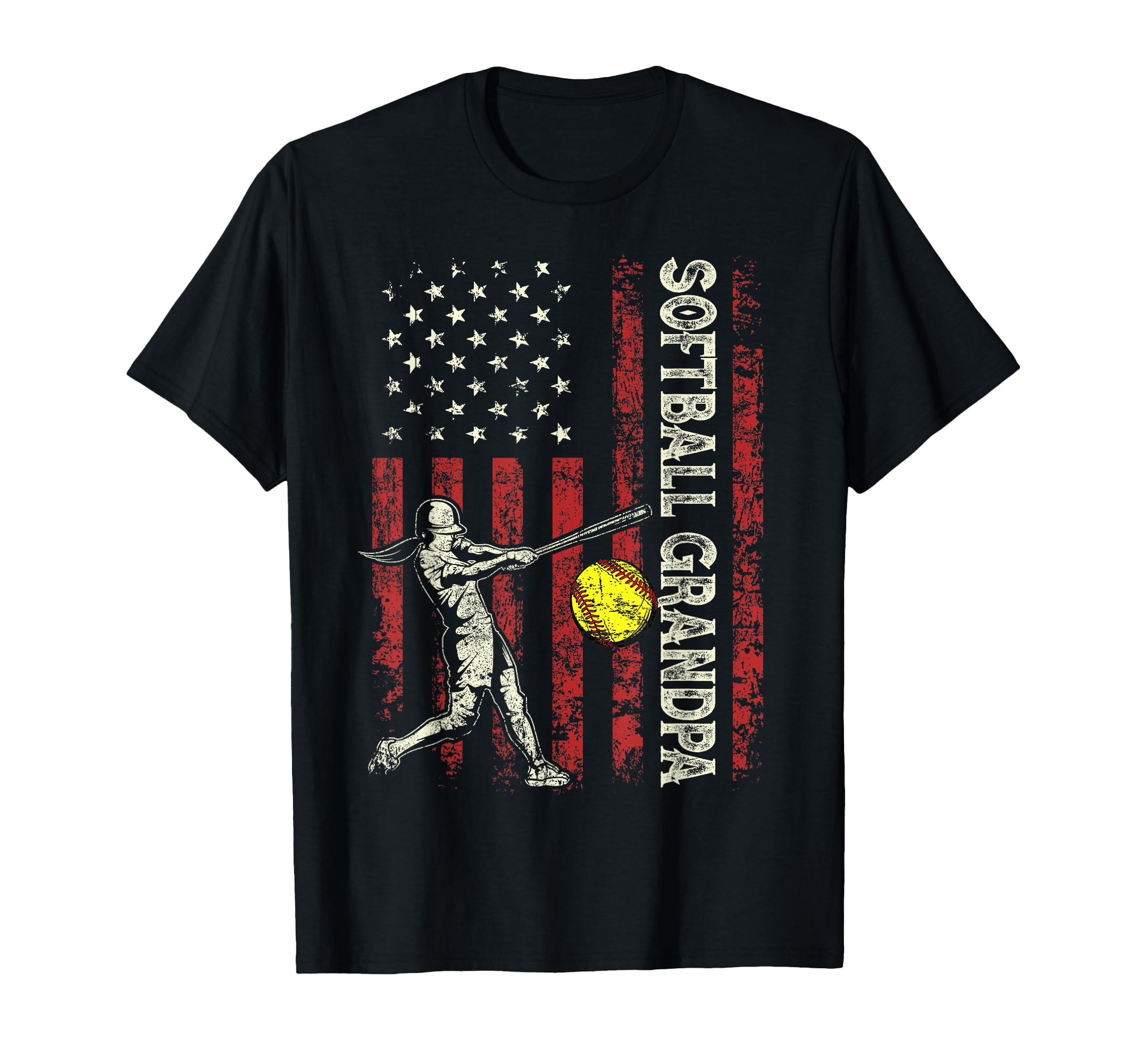 Softball Grandpa Us Flag Gifts Dad T-Shirt - Streetwear Style Unisex - T-Shirt, Sweatshirt, Hoodie