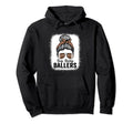 Busy Raising Ballers Football Messy Bun Hoodie - Trendy Graphic Men Women - T-Shirt, Sweatshirt, Hoodie