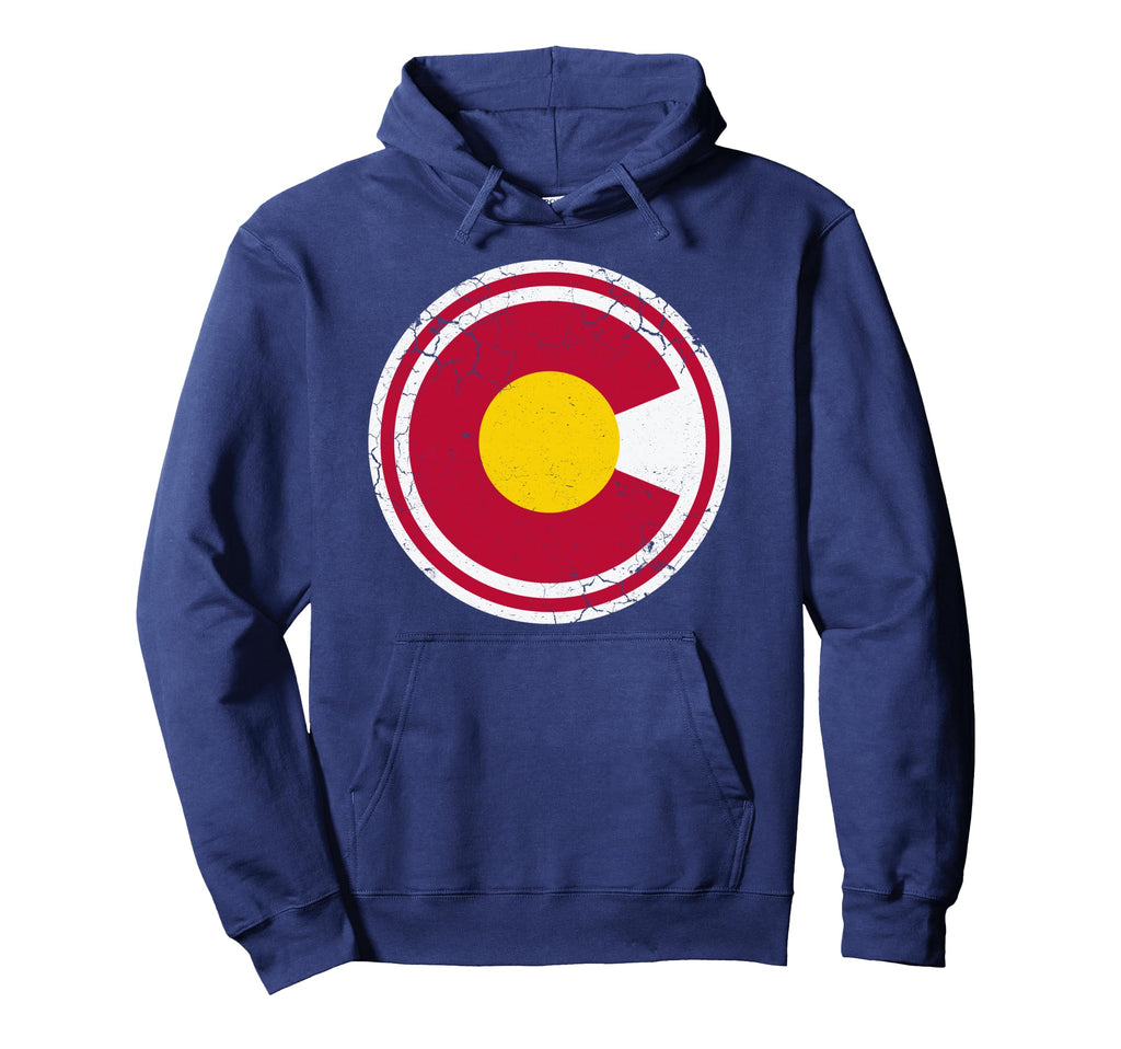 Colorado Flag Circle Art Distressed Fade Hoodie - Custom Art Print Unisex - T-Shirt, Sweatshirt, Hoodie