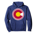 Colorado Flag Circle Art Distressed Fade Hoodie - Custom Art Print Unisex - T-Shirt, Sweatshirt, Hoodie