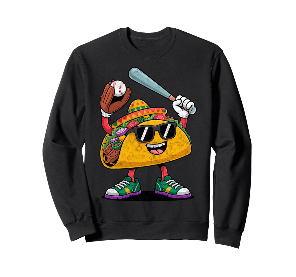 Funny Taco Baseball Player Coach Dad Sweatshirt - Minimalist Print Unisex - T-Shirt, Sweatshirt, Hoodie