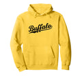 Buffalo New York Script 1970S White Hoodie - Novelty Apparel for Adults - T-Shirt, Sweatshirt, Hoodie