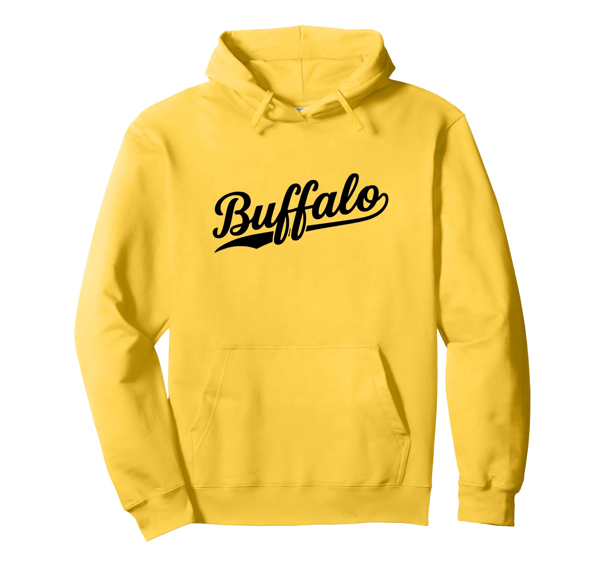 Buffalo New York Script 1970S White Hoodie - Novelty Apparel for Adults - T-Shirt, Sweatshirt, Hoodie