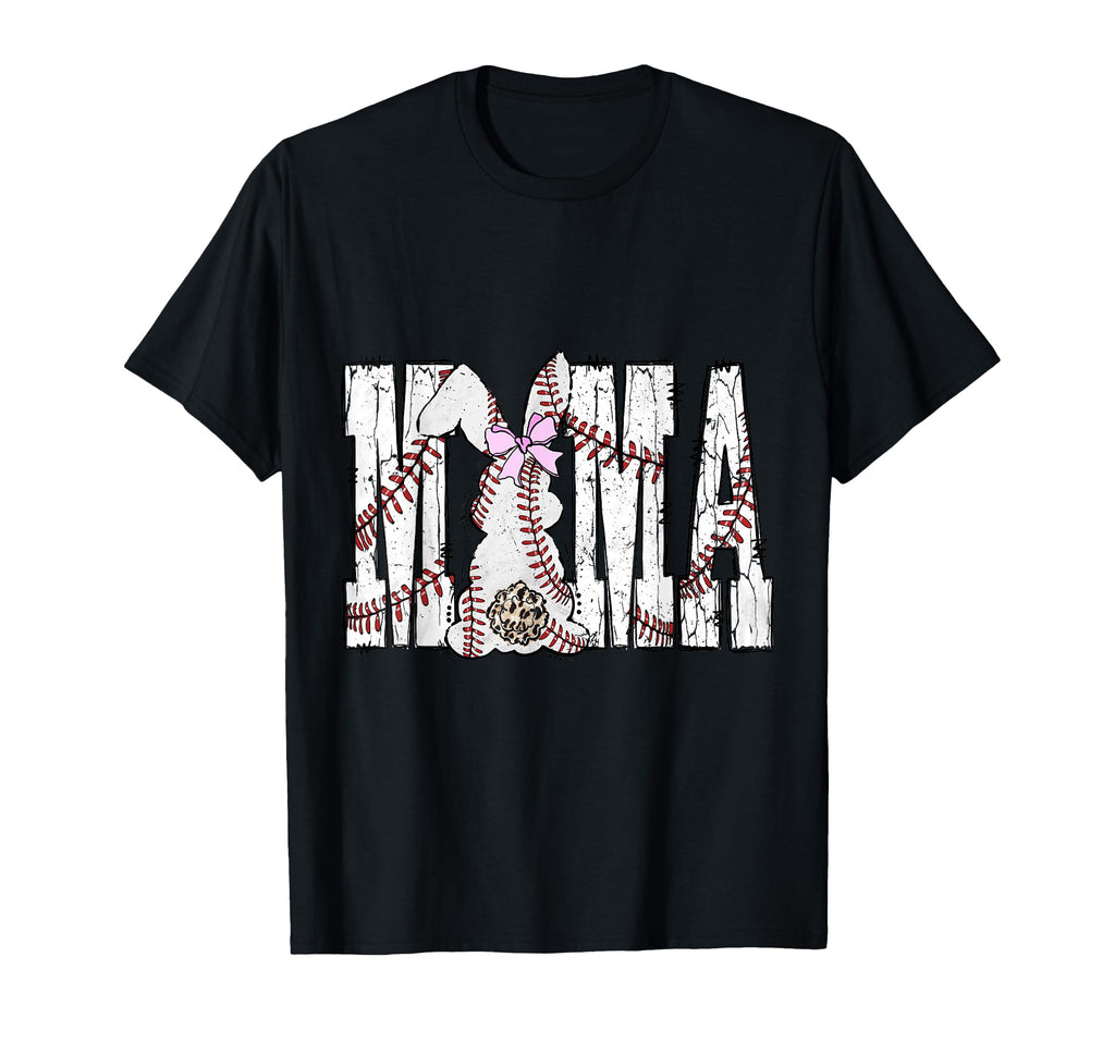 Mama Baseball Game Day Bunny Easter T-Shirt - Custom Art Print Men Women - T-Shirt, Sweatshirt, Hoodie