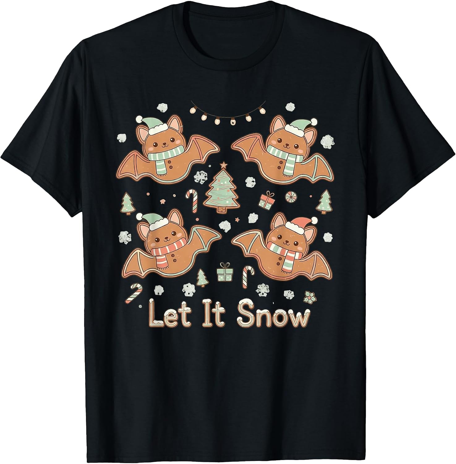 Gingerbread Bat Animals Holiday Art Merch Co. - Adult & Kids T-Shirts, Sweatshirts & Hoodies apparel design preview 1