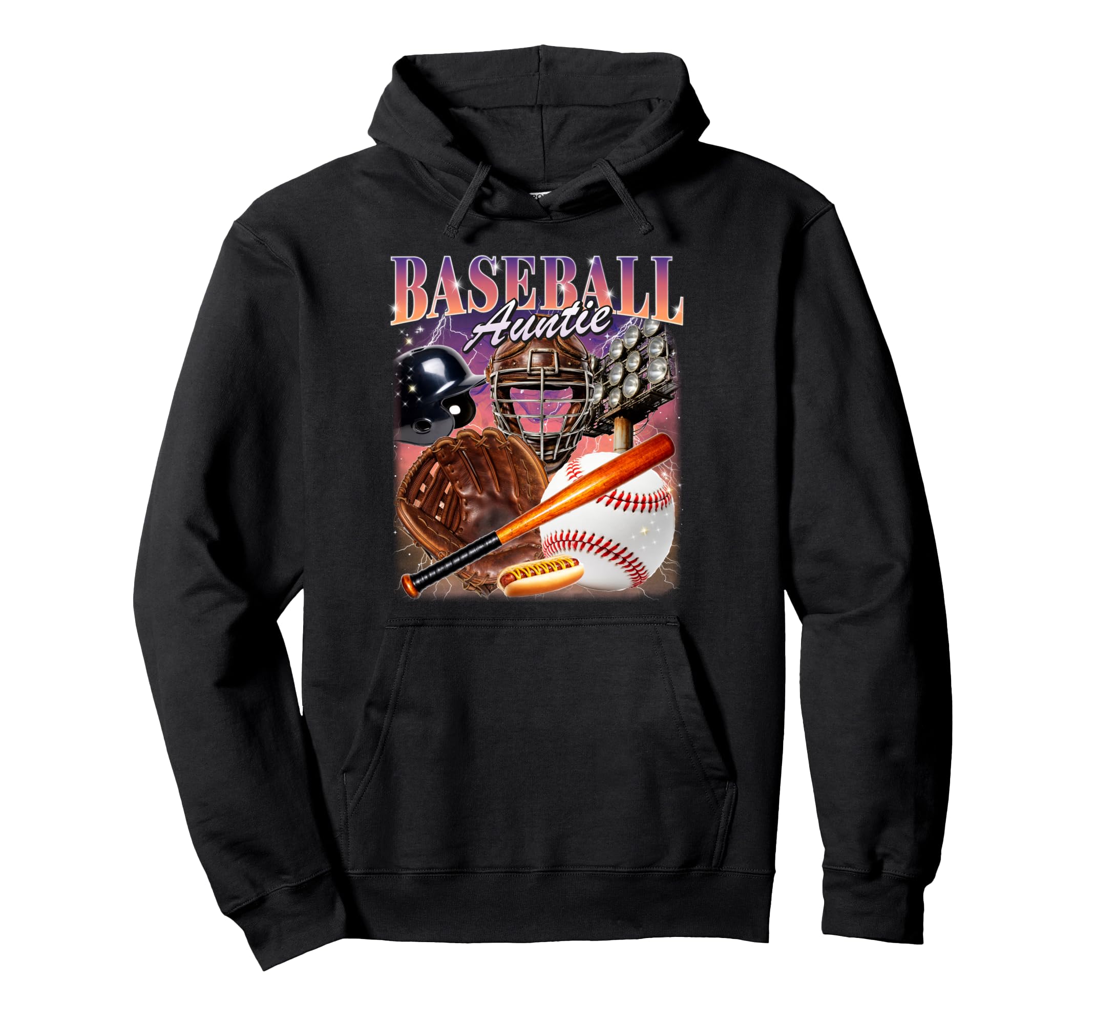 Baseball Auntie Bootleg 90S Aunt Hoodie - Custom Art Print for Adults - T-Shirt, Sweatshirt, Hoodie