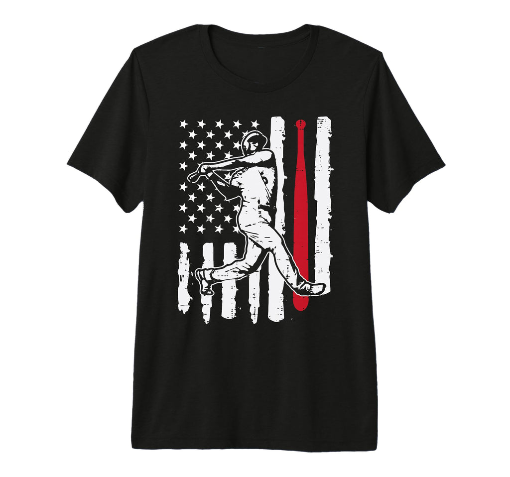 Baseball Batter American Flag Sports T-Shirt - Casual Everyday Wear Unisex - T-Shirt, Sweatshirt, Hoodie