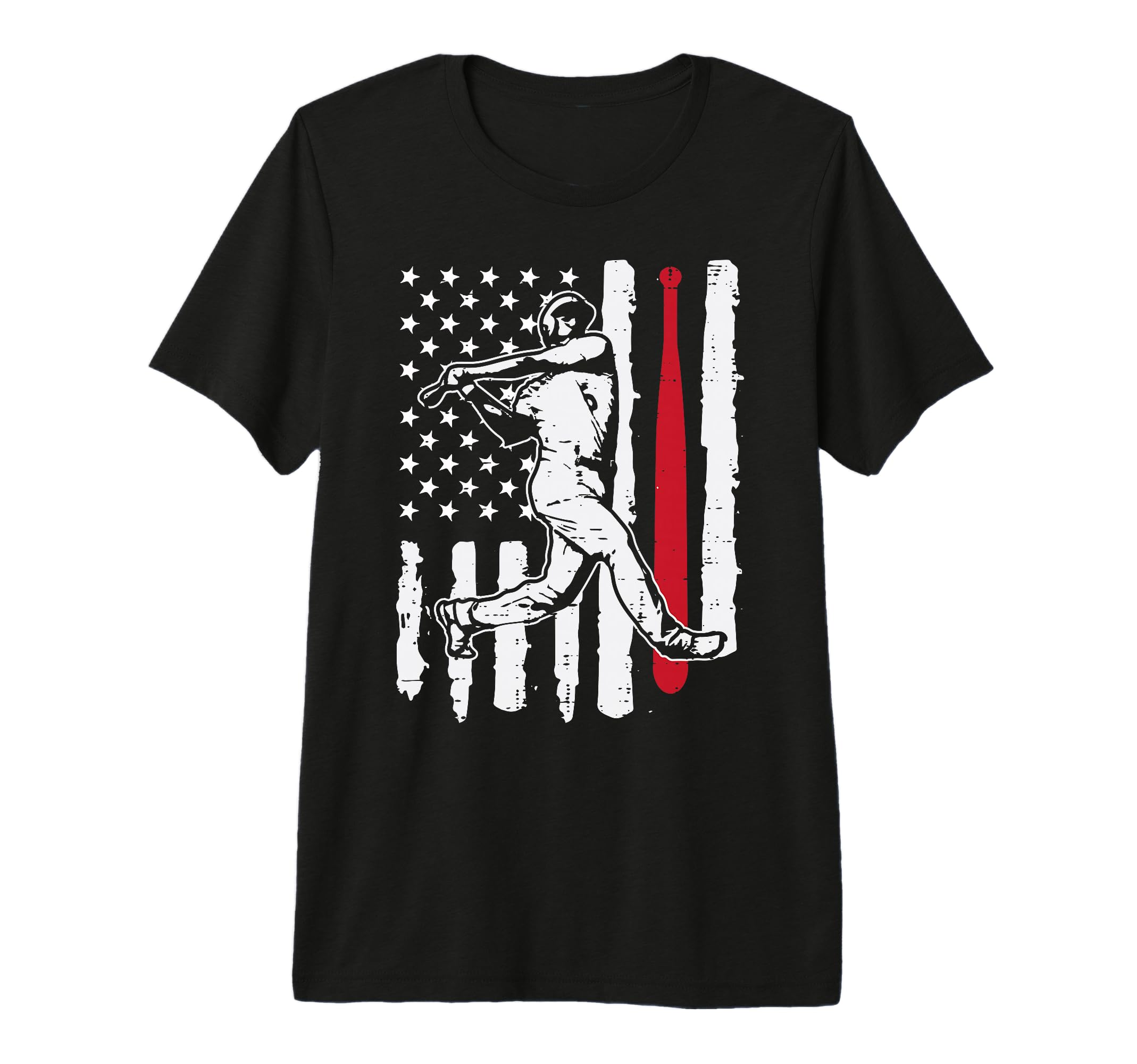 Baseball Batter American Flag Sports T-Shirt - Casual Everyday Wear Unisex - T-Shirt, Sweatshirt, Hoodie