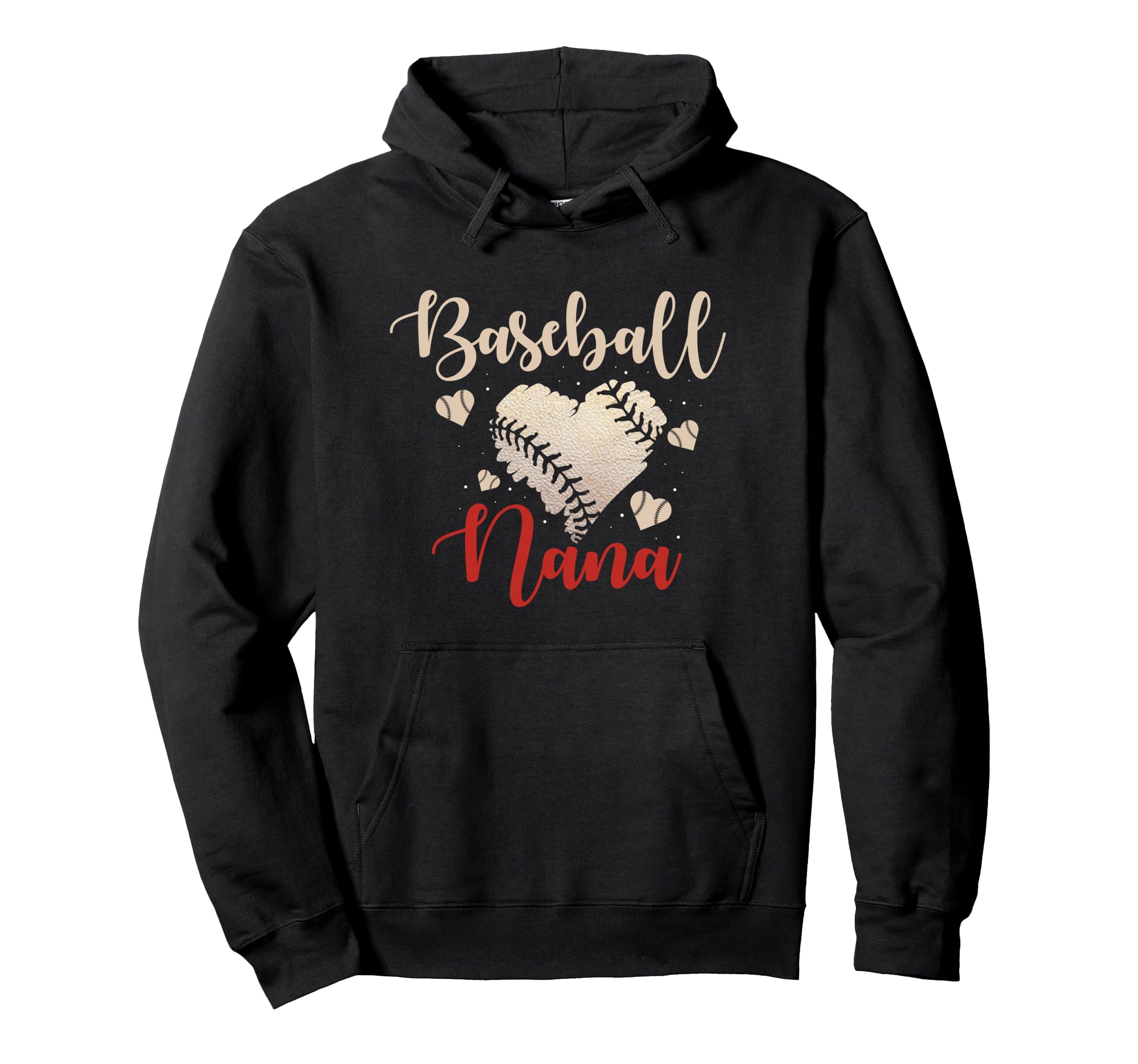 Baseball Nana Baseball Heart Nana Hoodie - Aesthetic Graphic for Adults - T-Shirt, Sweatshirt, Hoodie