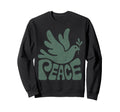 Word Peace Groovy Dove Hippie Green Sweatshirt - Unique Graphic for Adults - T-Shirt, Sweatshirt, Hoodie