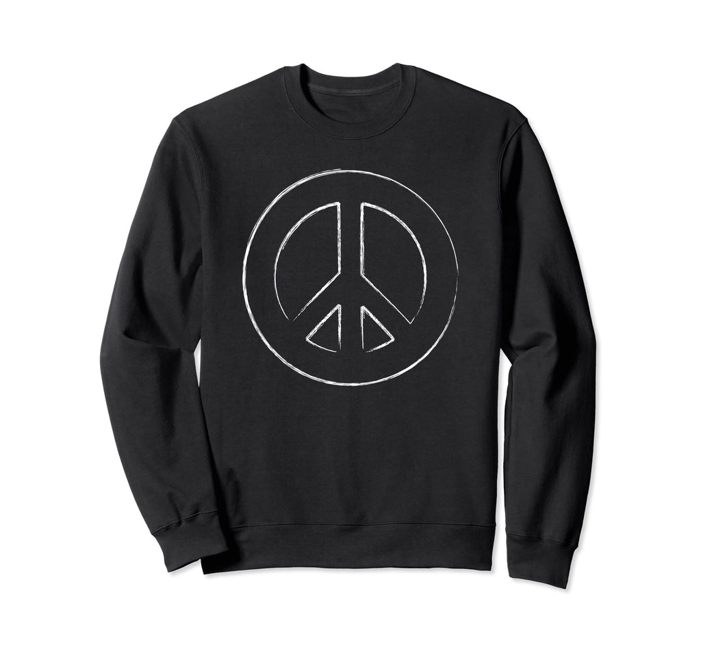 White Peace Symbol Boho Hippie 60 Sweatshirt - Minimalist Print Men Women - T-Shirt, Sweatshirt, Hoodie