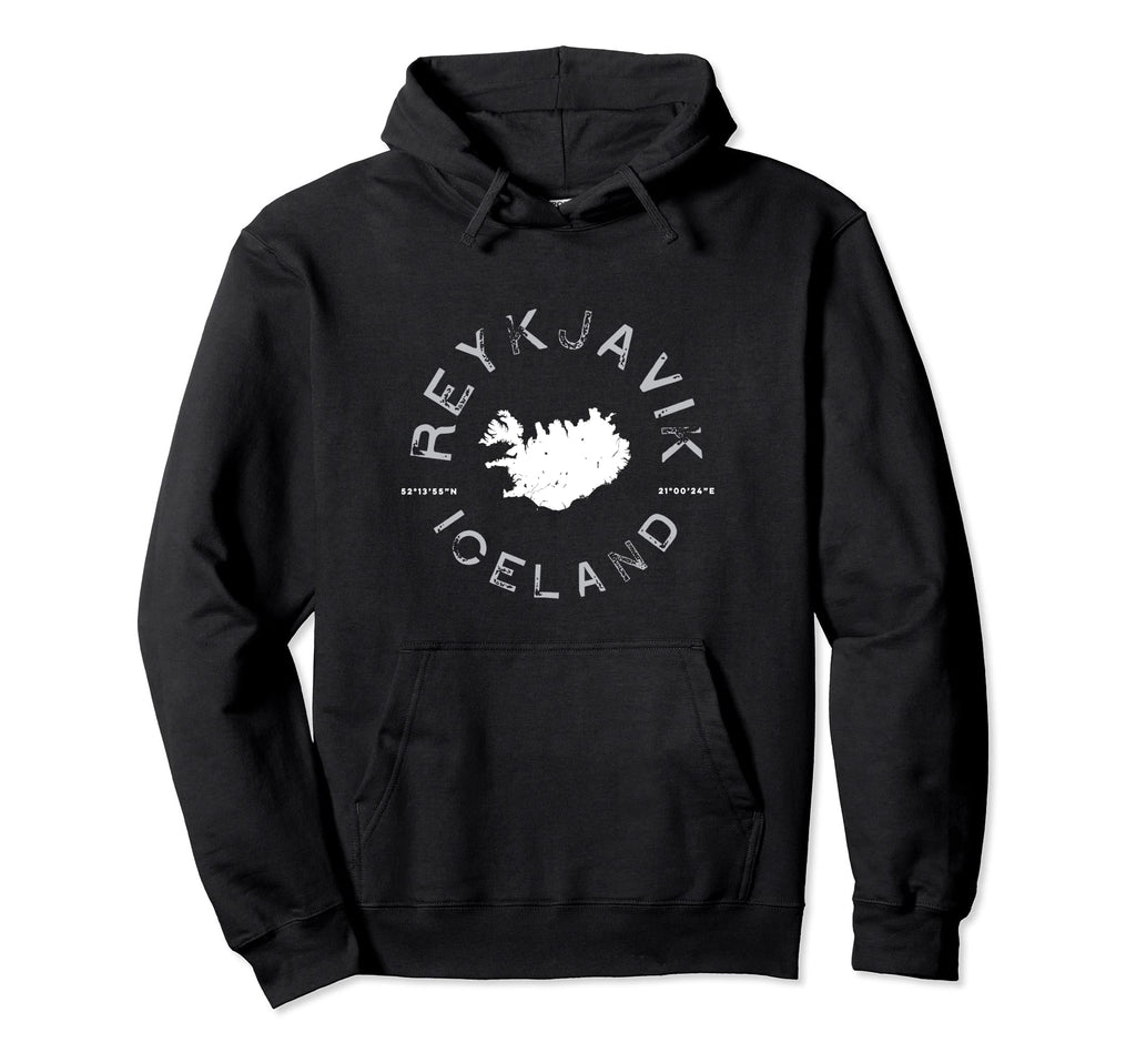 Reykjavik Iceland Distressed Hoodie - Aesthetic Graphic for Adults - T-Shirt, Sweatshirt, Hoodie