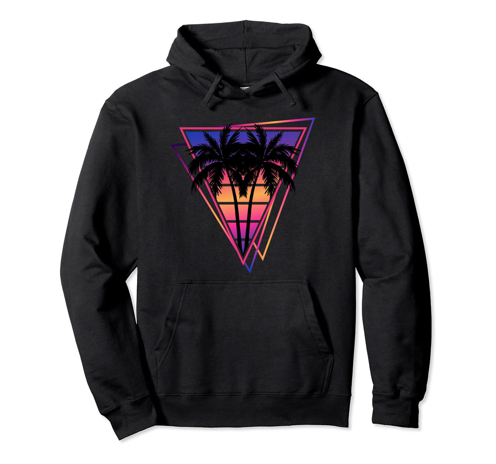 Synthwave Vaporwave Triangle Palm Trees Hoodie - Aesthetic Graphic Unisex - T-Shirt, Sweatshirt, Hoodie