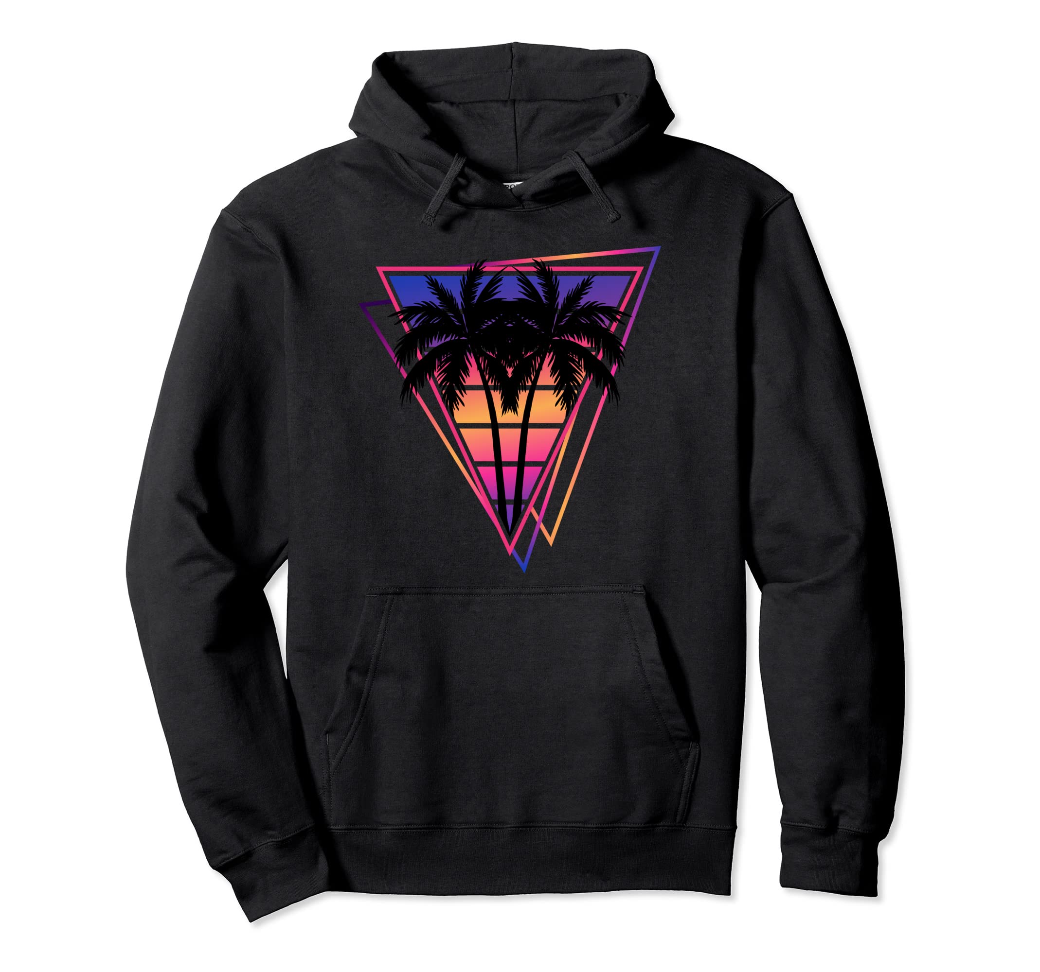 Synthwave Vaporwave Triangle Palm Trees Hoodie - Aesthetic Graphic Unisex - T-Shirt, Sweatshirt, Hoodie