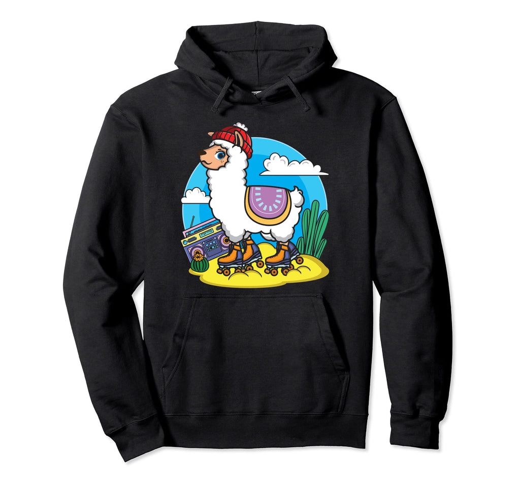 Skating Lama Roller Skater Lover Hoodie - Fun Novelty Design for Adults - T-Shirt, Sweatshirt, Hoodie
