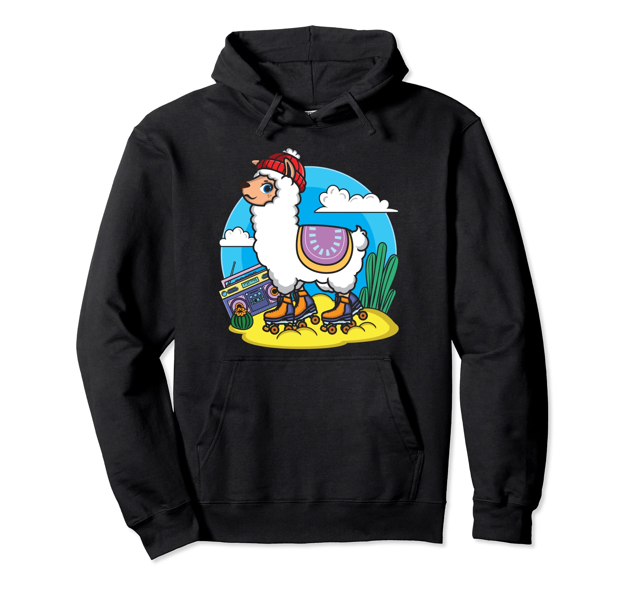 Skating Lama Roller Skater Lover Hoodie - Fun Novelty Design for Adults - T-Shirt, Sweatshirt, Hoodie