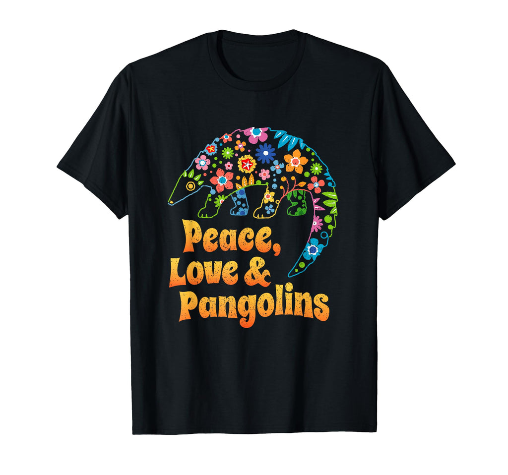 Love Pangolins 60S 70S Peace Love T-Shirt - Graphic Print for Adults - T-Shirt, Sweatshirt, Hoodie