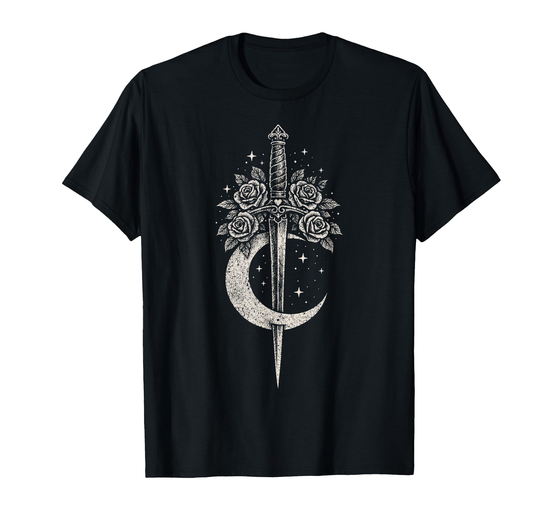 Sword Flowers Moon Romantic Goth Grunge T-Shirt - Aesthetic Graphic Unisex - T-Shirt, Sweatshirt, Hoodie