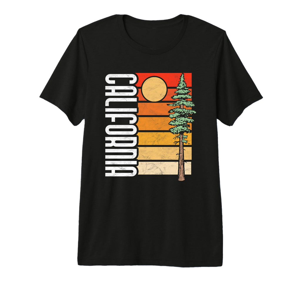 California Redwood Tree Sunset 80S Tri Blend T-Shirt - Graphic Print Unisex - T-Shirt, Sweatshirt, Hoodie