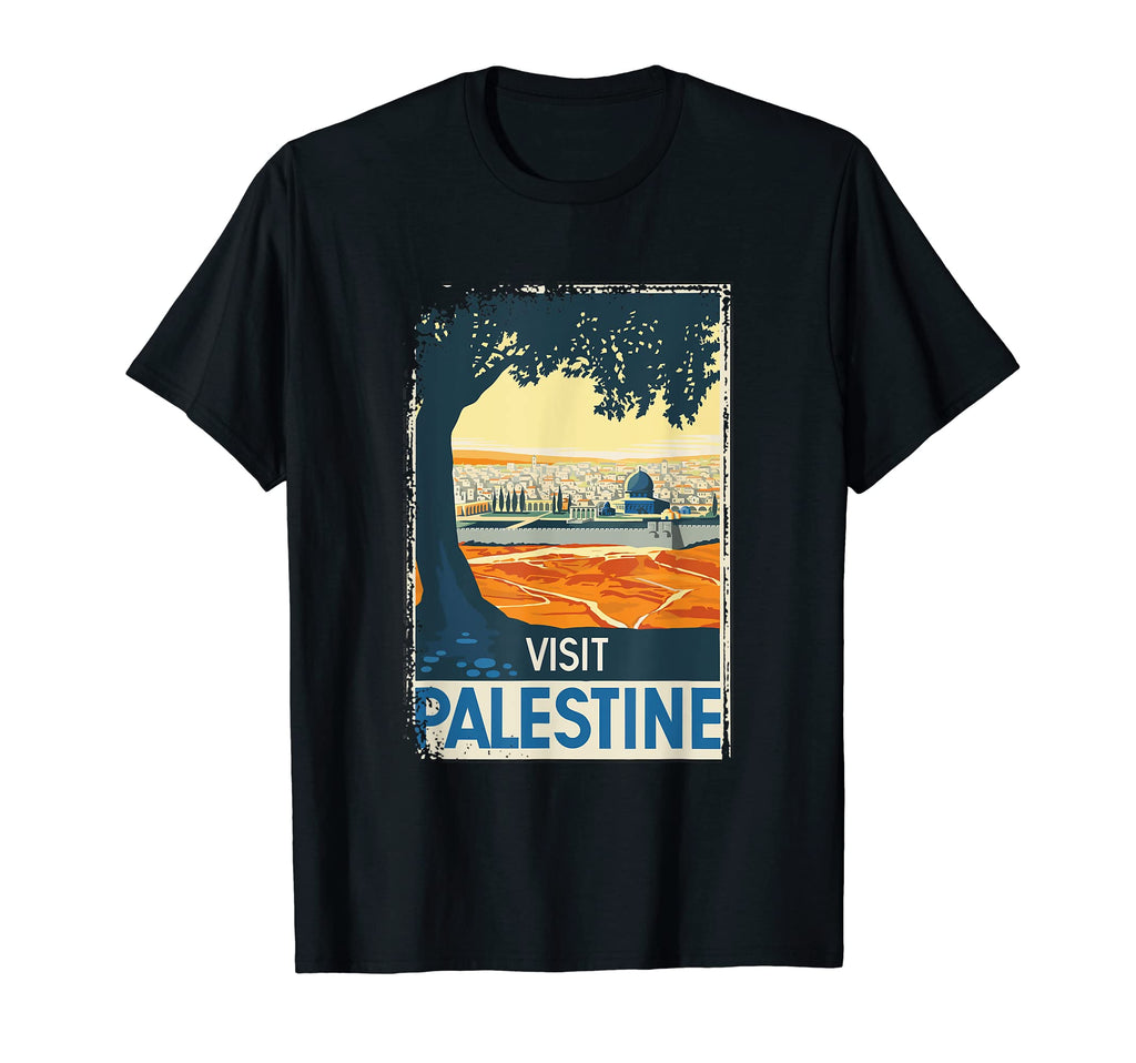 Visit Palestine Distressed Travel Ad T-Shirt - Minimalist Print Unisex - T-Shirt, Sweatshirt, Hoodie