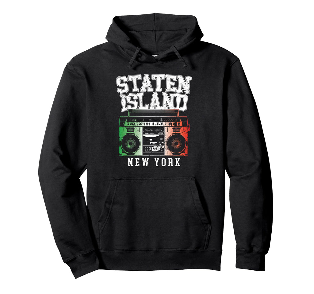 Staten Island New York Nyc Boombox Hoodie - Fun Novelty Design for Adults - T-Shirt, Sweatshirt, Hoodie