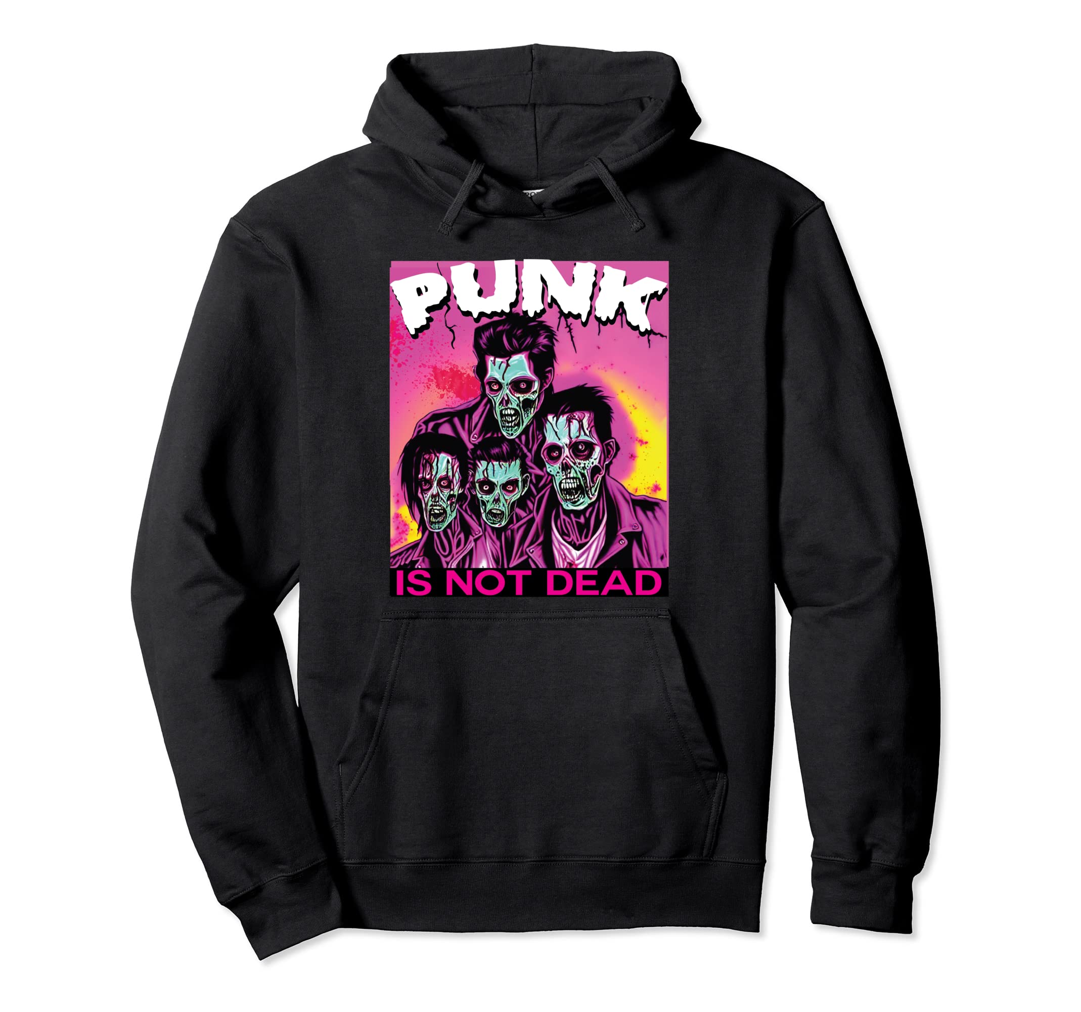 Punk Is Not Dead Synthwave Vaporwave Hoodie - Custom Art Print Unisex - T-Shirt, Sweatshirt, Hoodie