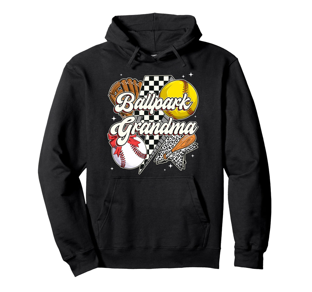 Ballpark Grandma Tball Baseball Softball Hoodie - Graphic Print Men Women - T-Shirt, Sweatshirt, Hoodie