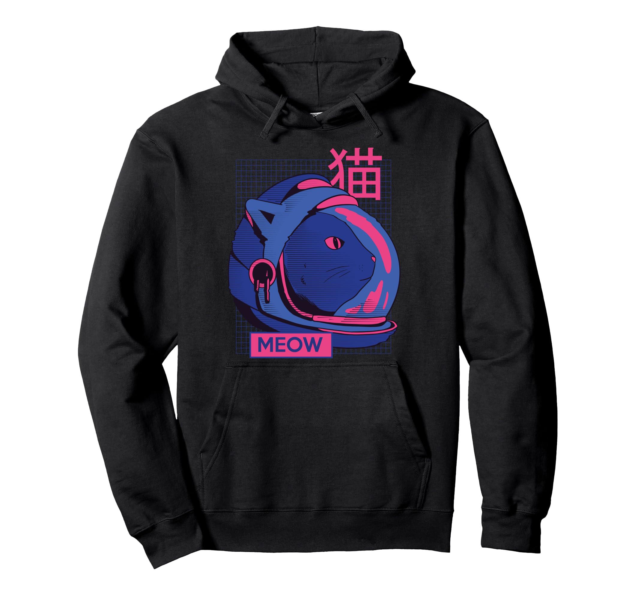 Aesthetic Vaporwave Space Cat Meow 80S Hoodie - Trendy Graphic Men Women - T-Shirt, Sweatshirt, Hoodie
