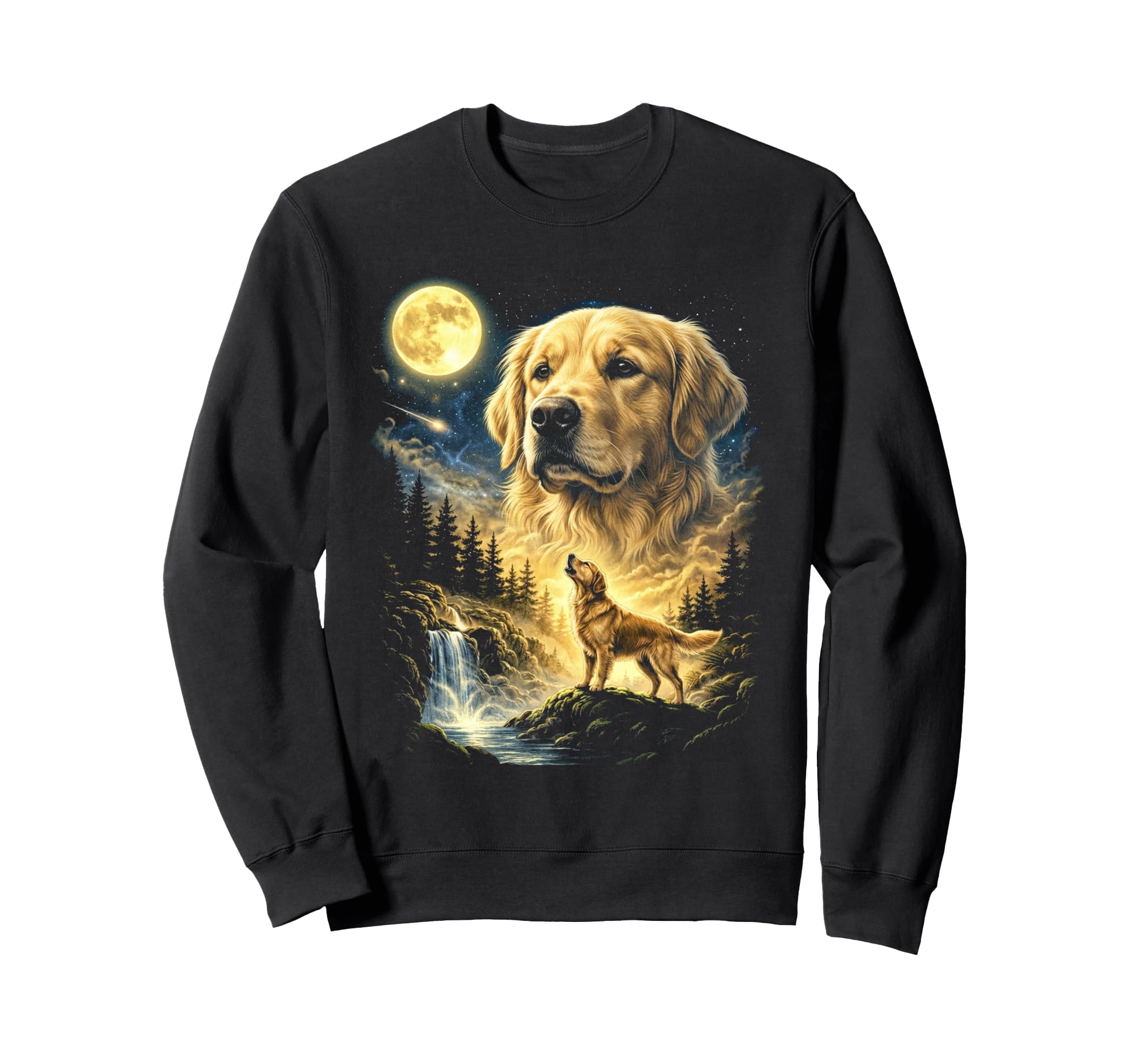 Golden Retriever Howling To Moon Meme Sweatshirt - Streetwear Style Unisex - T-Shirt, Sweatshirt, Hoodie