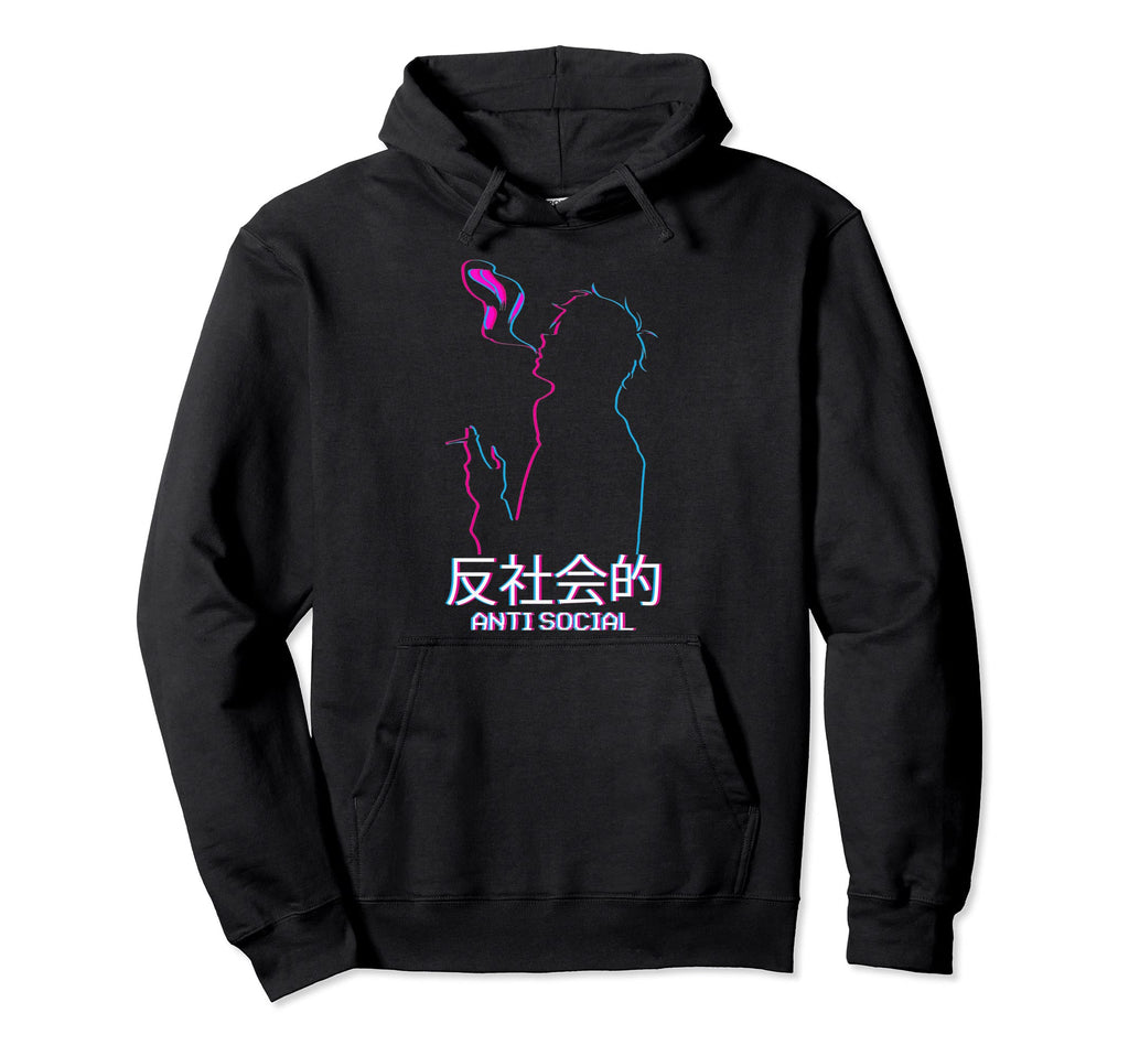 Anti Social Smoking Anime Japanese Hoodie - Custom Art Print for Adults - T-Shirt, Sweatshirt, Hoodie