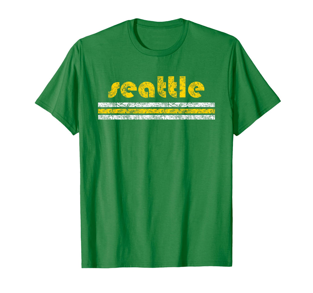 Seattle Three Stripe Weathered T-Shirt - Casual Everyday Wear Unisex - T-Shirt, Sweatshirt, Hoodie
