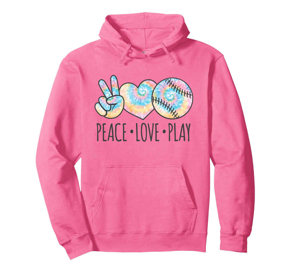 Tie Dye Softball Teen Peace Love Hoodie - Casual Everyday Wear for Adults - T-Shirt, Sweatshirt, Hoodie