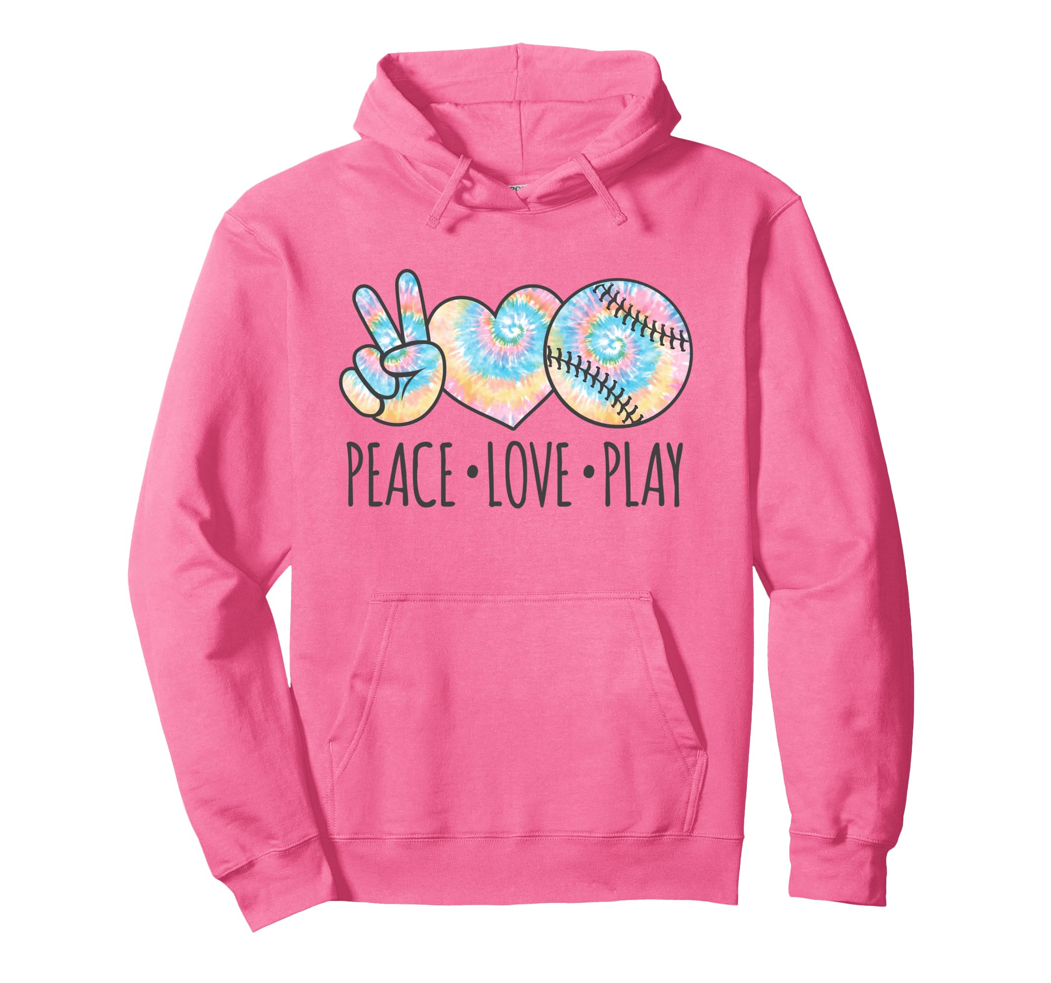 Tie Dye Softball Teen Peace Love Hoodie - Casual Everyday Wear for Adults - T-Shirt, Sweatshirt, Hoodie