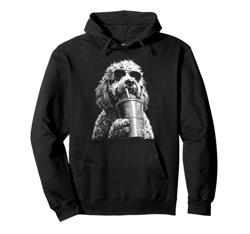 Goldendoodle Drinking Iced Coffee Hoodie - Casual Everyday Wear Men Women - T-Shirt, Sweatshirt, Hoodie