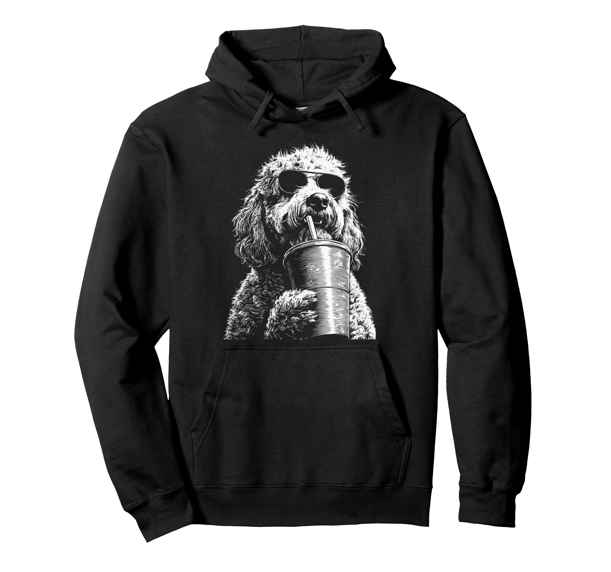 Goldendoodle Drinking Iced Coffee Hoodie - Casual Everyday Wear Men Women - T-Shirt, Sweatshirt, Hoodie