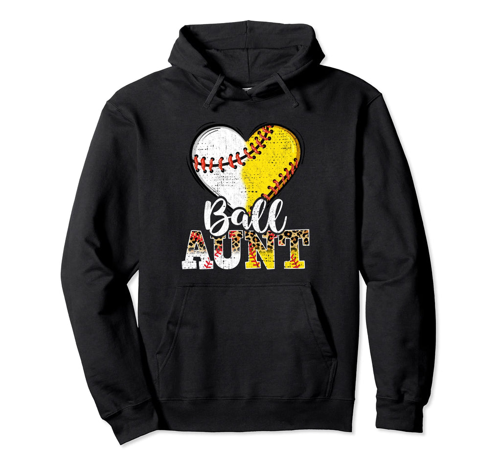 Baseball Aunt Heart Baseball Softball Mama Hoodie - Novelty Apparel Unisex - T-Shirt, Sweatshirt, Hoodie