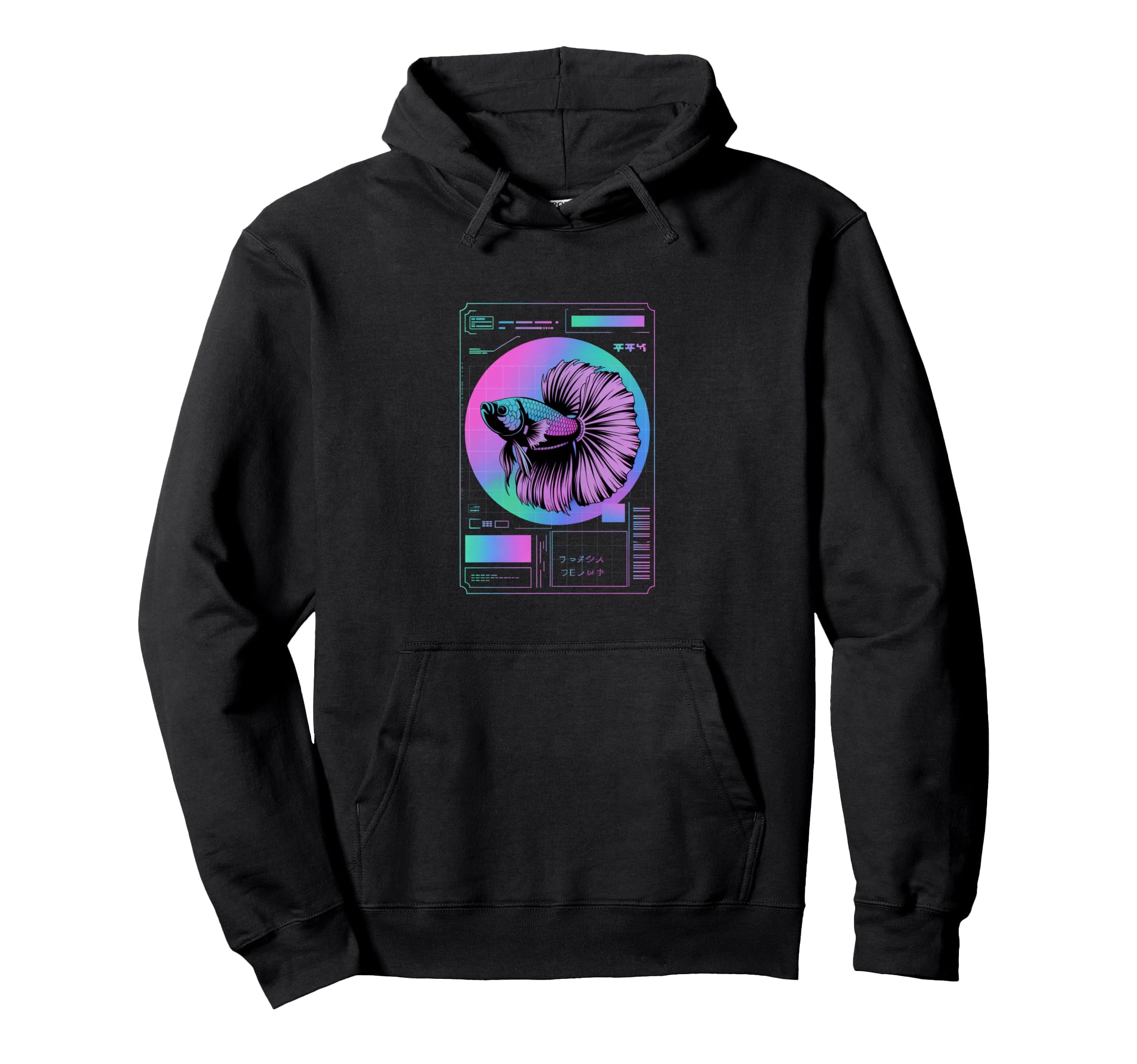 Cyberpunk Aquarium Halfmoon Betta Fish Hoodie - Trendy Graphic for Adults - T-Shirt, Sweatshirt, Hoodie
