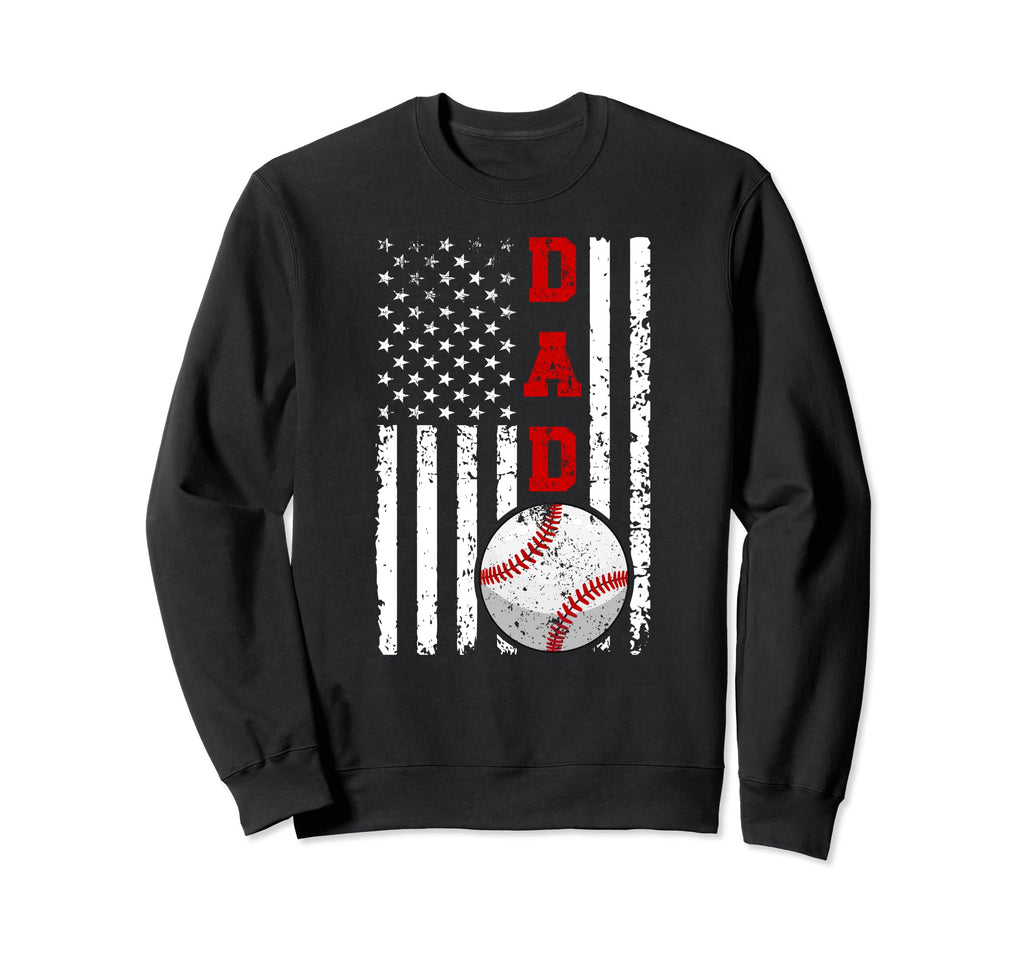 Dad Us Flag Baseball Dad Sweatshirt - Casual Everyday Wear for Adults - T-Shirt, Sweatshirt, Hoodie