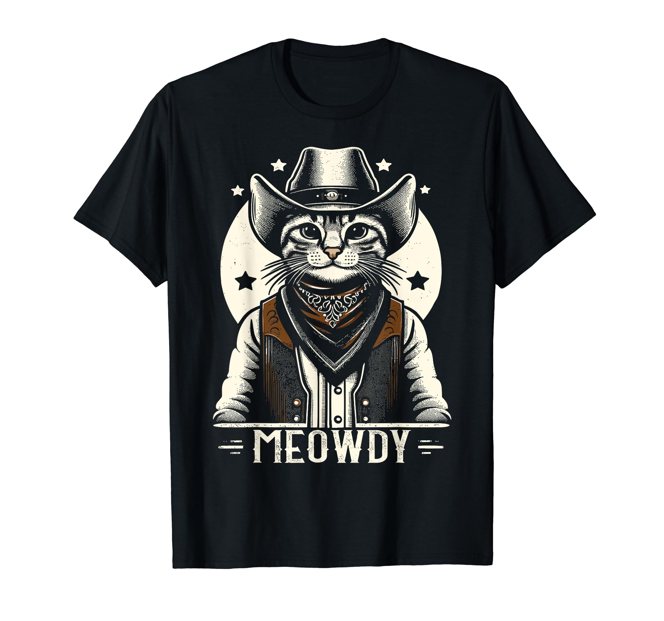 Meowdy Cat Cowboy Country T-Shirt - Fun Novelty Design for Adults - T-Shirt, Sweatshirt, Hoodie