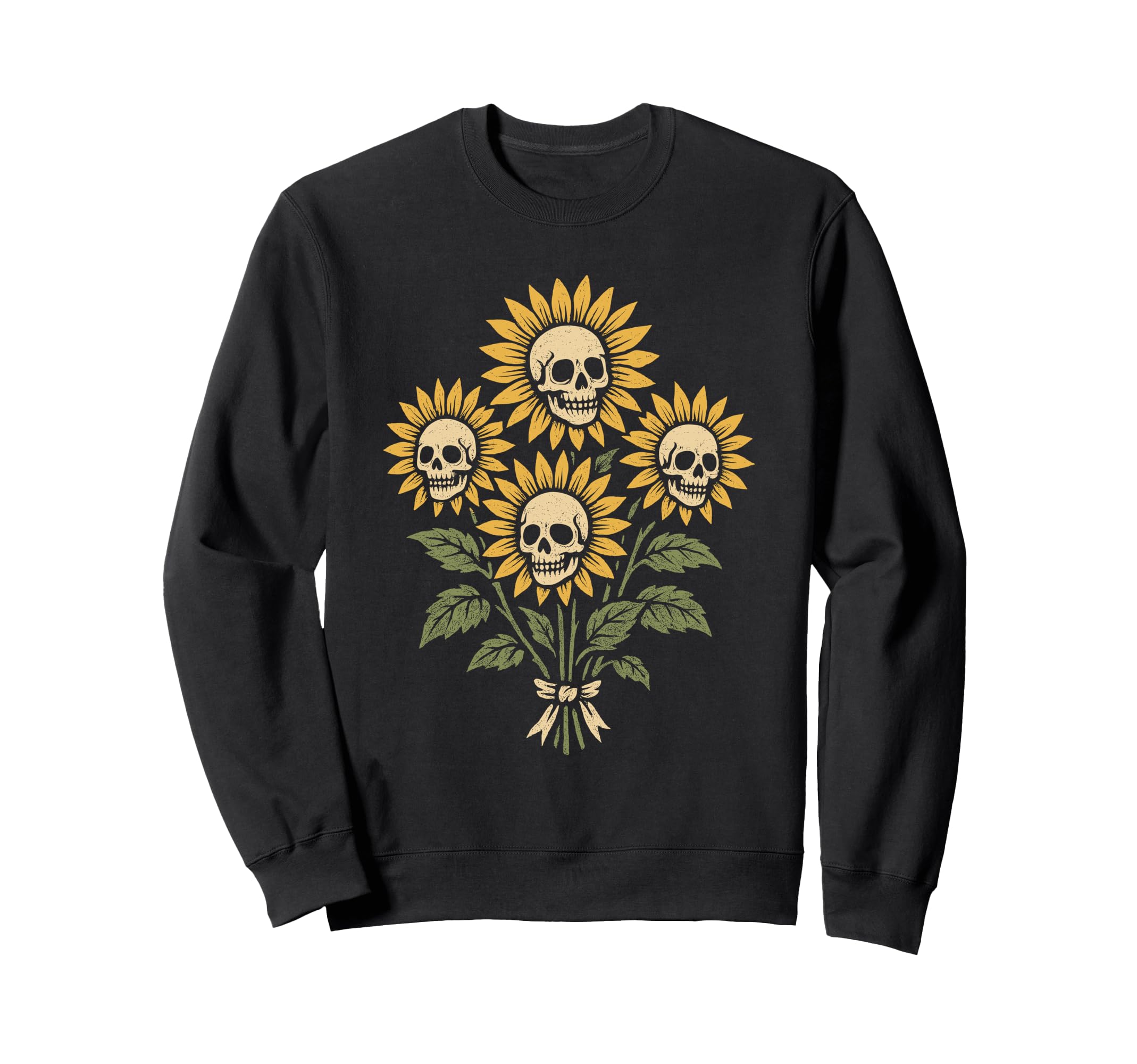 Halloween Creepy Skull Sunflowers Sweatshirt - Trendy Graphic Men Women - T-Shirt, Sweatshirt, Hoodie