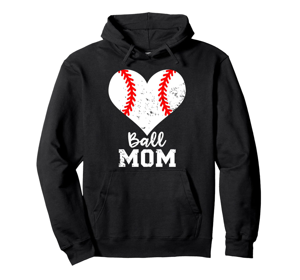 Ball Mom Heart Funny Baseball Player Hoodie - Custom Art Print Men Women - T-Shirt, Sweatshirt, Hoodie