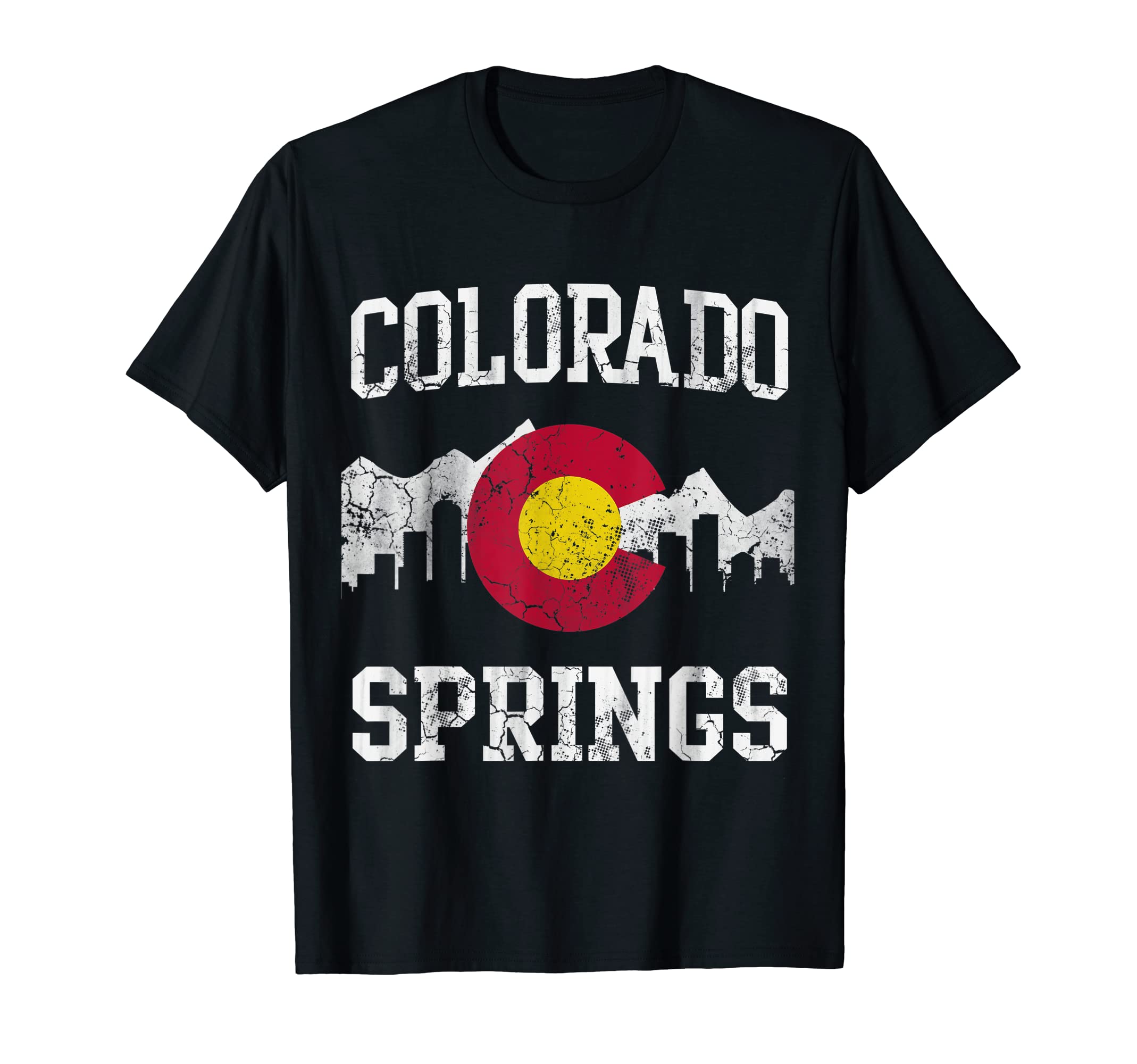 Colorado Springs Flag Skyline T-Shirt - Casual Everyday Wear for Adults - T-Shirt, Sweatshirt, Hoodie