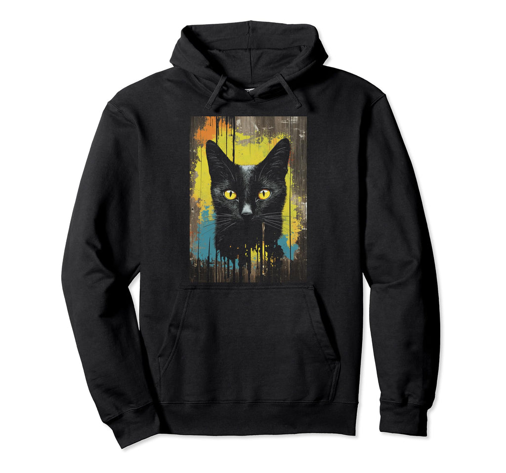 Cat Distressed Goth Cat 21 Hoodie - Fun Novelty Design Unisex - T-Shirt, Sweatshirt, Hoodie