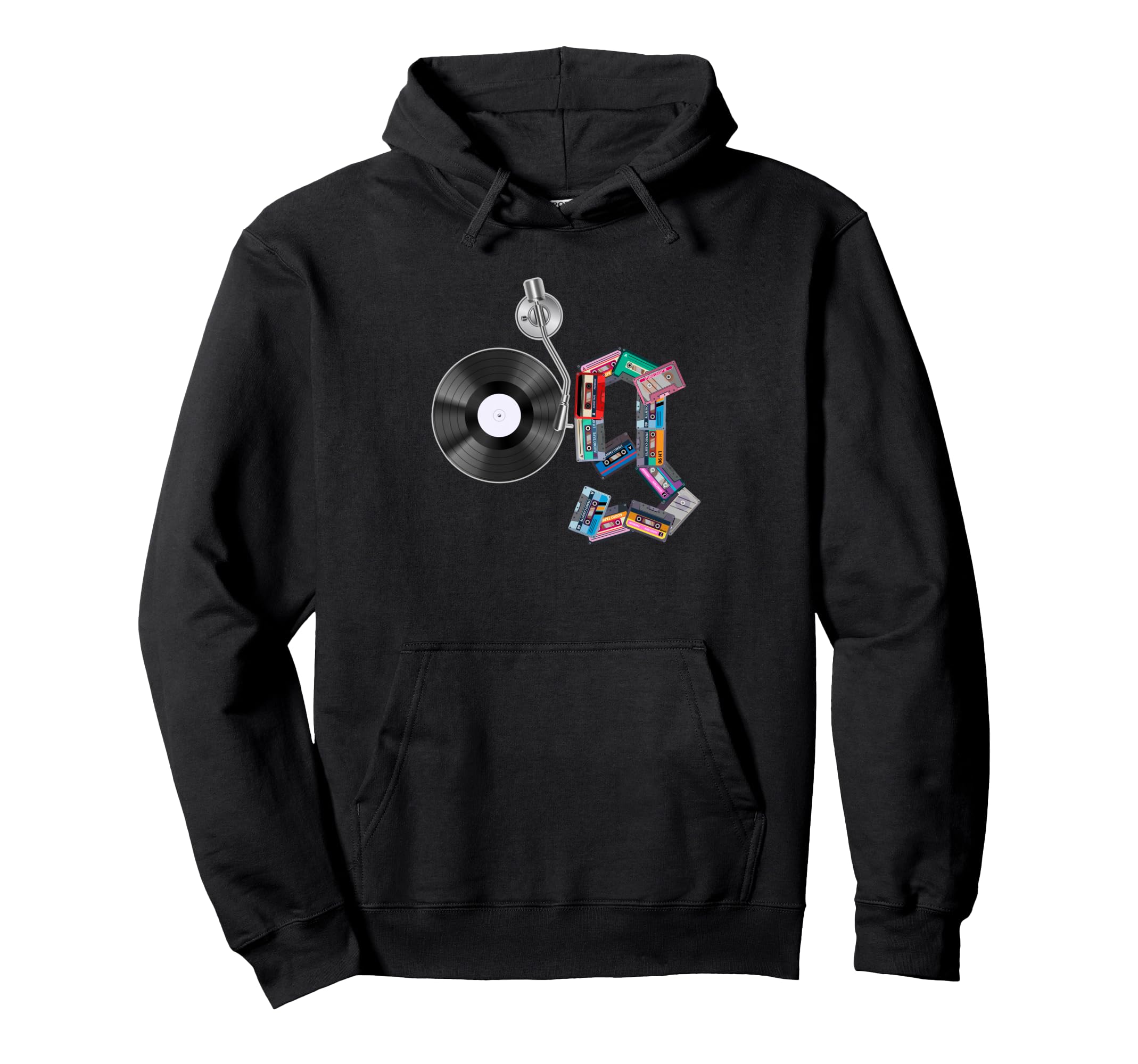 Old School Og Hip Hop Head Vinyl Cds Hoodie - Custom Art Print Men Women - T-Shirt, Sweatshirt, Hoodie