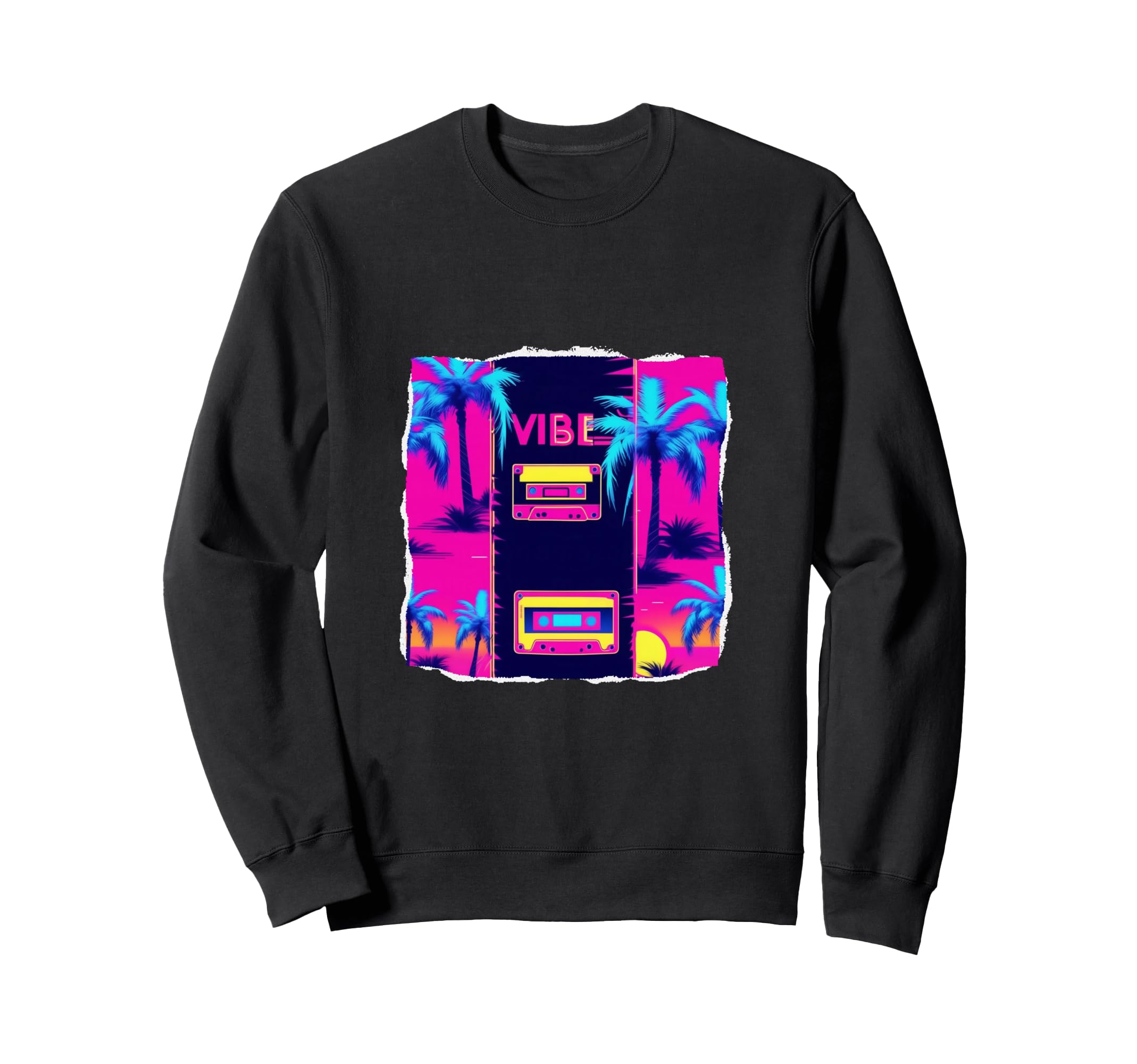 80S Neon Geometric Art Sunset Sweatshirt - Minimalist Print for Adults - T-Shirt, Sweatshirt, Hoodie